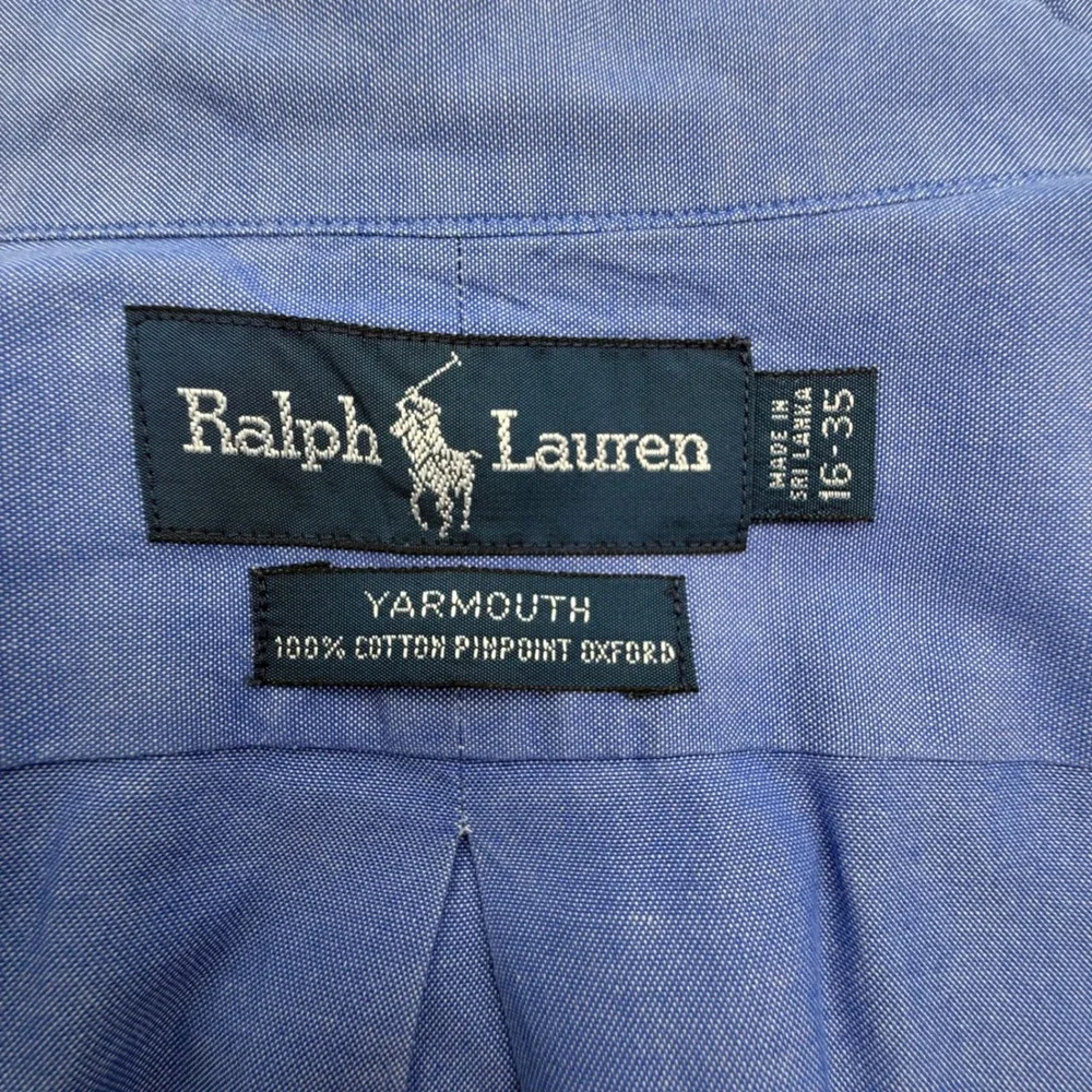 Ralph Lauren Yarmouth Mens 16-35 Blue Pinpoint‎ Oxford Button Down Shirt Cotton